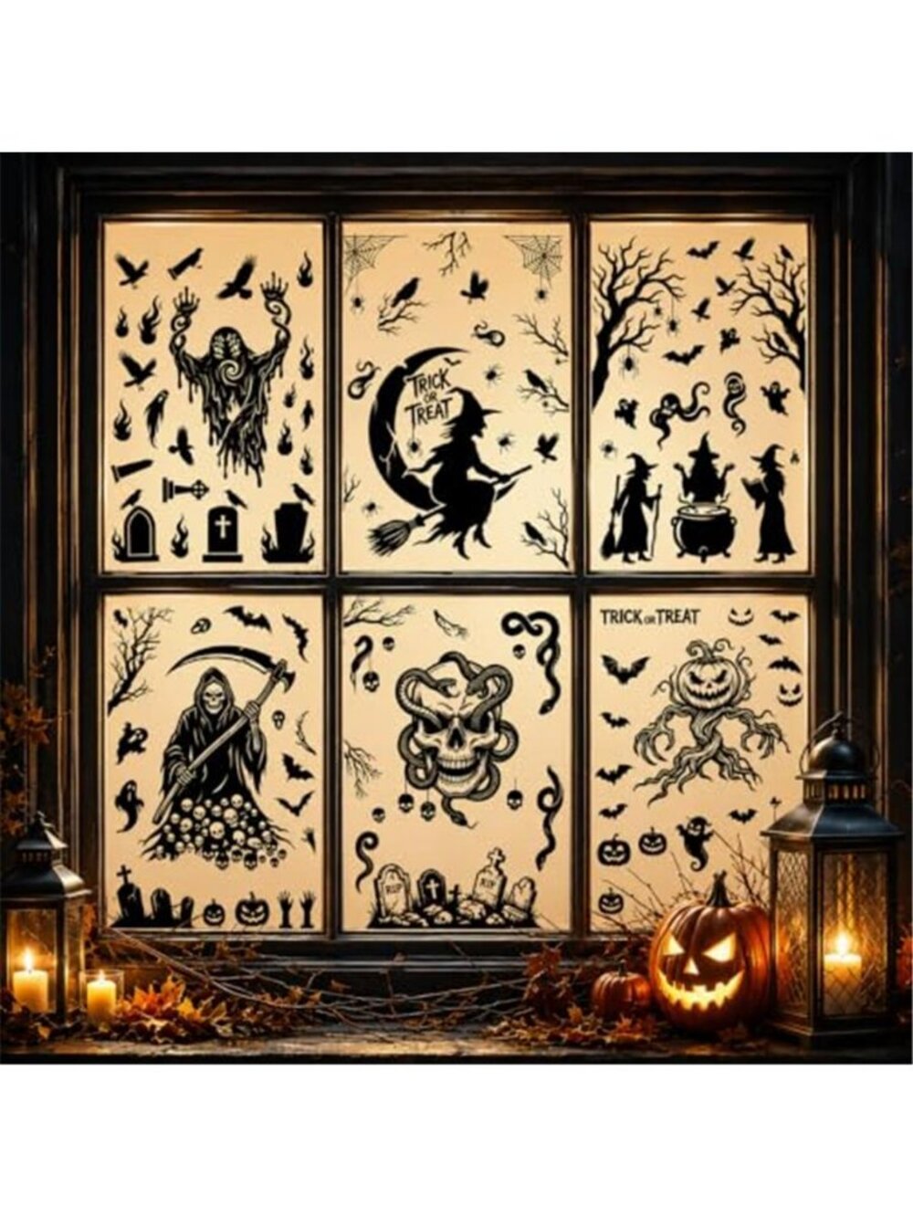 Halloween Window Clings, DIY Gothic Window Decorations for Home